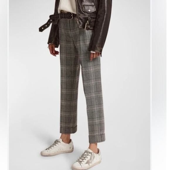 Golden Goose Daria Glen Plaid Virgin Wool Blend Cigarette Pants Size 42 Medium - Picture 1 of 9